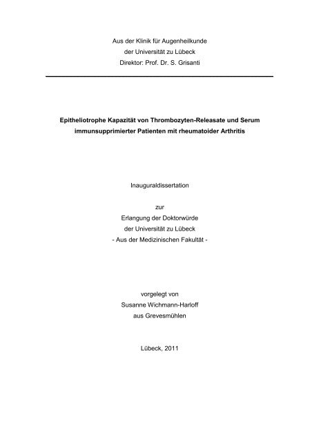 Epitheliotrophe Kapazität von Thrombozyten-Releasate und Serum