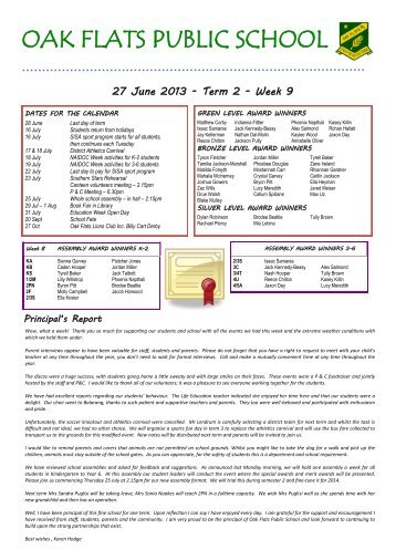 Term 2 - Week 9 - Oak Flats Public School