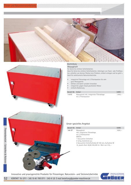 Trockenanwendung - Gröber - Maschinen und Werkzeuge für die ...