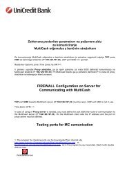 Firewall configuration for MC - UniCredit Banka Slovenija dd