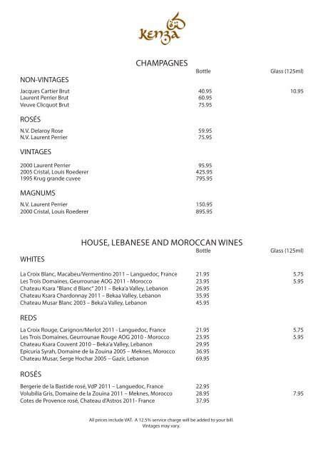 Wine & Drinks List (PDF) - Kenza