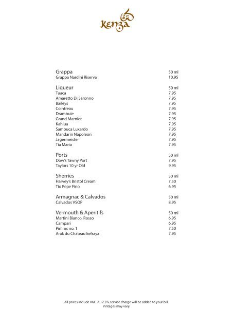 Wine & Drinks List (PDF) - Kenza