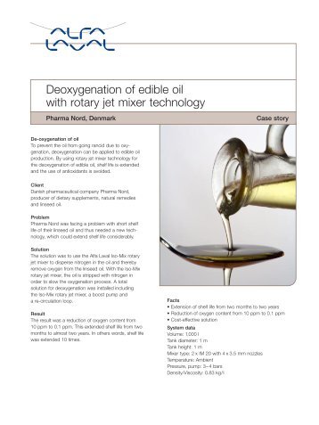 Deoxygenation of edible oil with rotary jet mixer ... - Alfa Laval