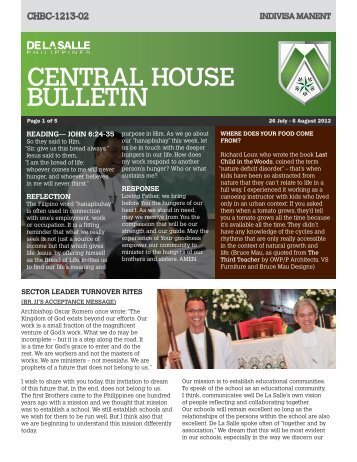 Central House Bulletin AY1213 No. 02 - De La Salle University