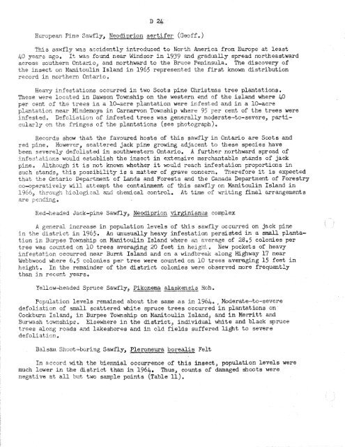 Forest Insect and Disease Survey; Ontario, 1965 - NFIS