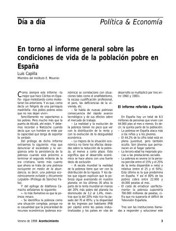 En torno al informe general sobre las condiciones de vida de la ...