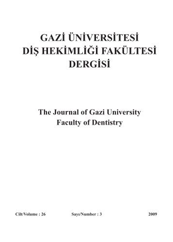 GAZÄ° ÃNÄ°VERSÄ°TESÄ° DÄ°Å HEKÄ°MLÄ°ÄÄ° FAKÃLTESÄ° DERGÄ°SÄ°