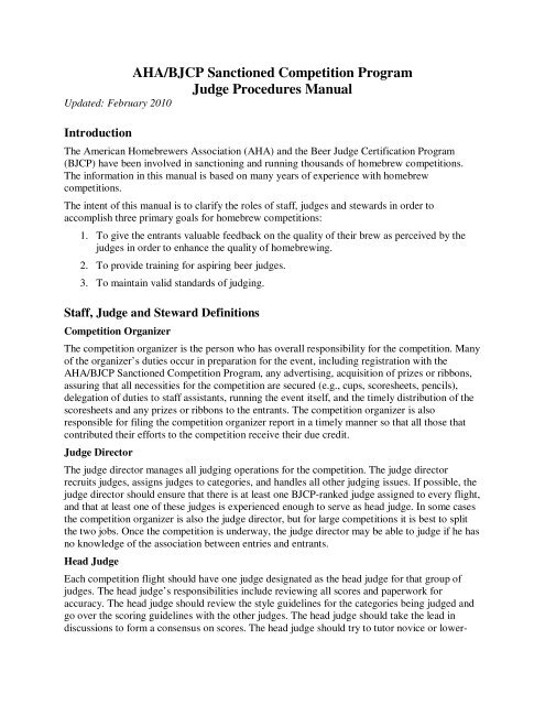 Judge Procedures Manual - BJCP