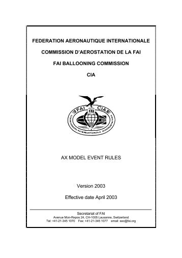 federation aeronautique internationale commission d ... - Pallo.net