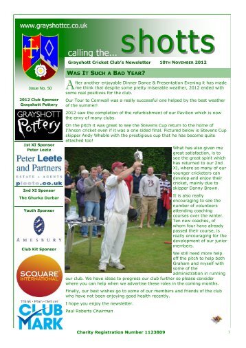 Calling the Shotts - Grayshott Cricket Club