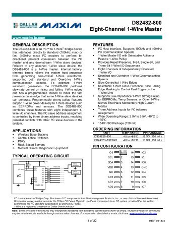 DS2482-800 Eight-Channel 1-Wire Master