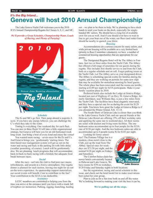 Spring 2010 - Inland Lake Yachting Association