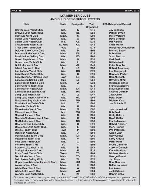 Spring 2010 - Inland Lake Yachting Association