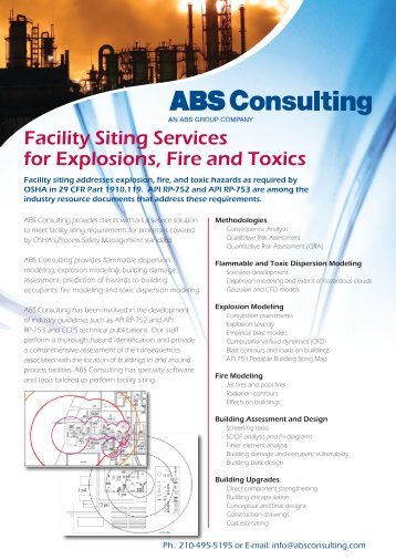 Facility Siting Services for Explosions, Fire and ... - ABS Consulting