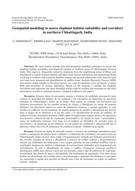 Geospatial modeling to assess elephant habitat suitability and ...