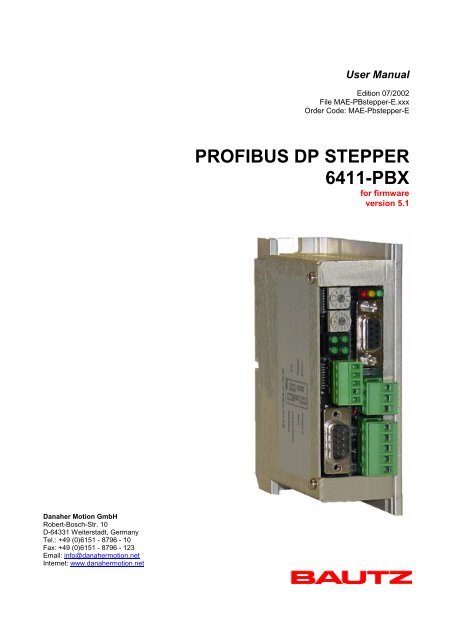 PROFIBUS DP STEPPER 6411-PBX - AHS Antriebstechnik GmbH