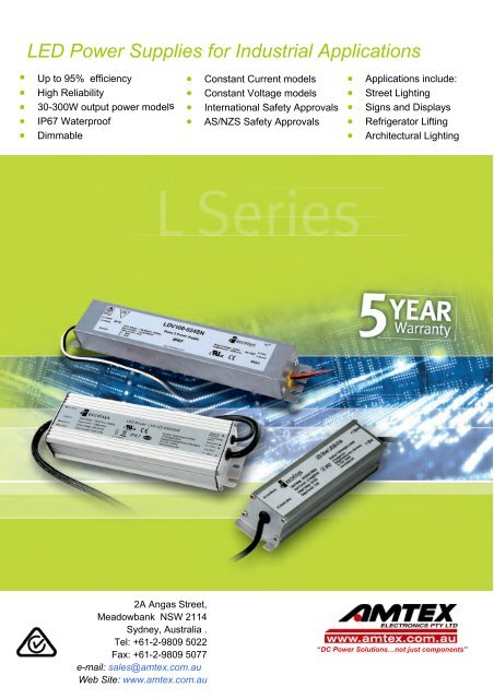 Page LED Power Supply Catalogue - Amtex Electronics