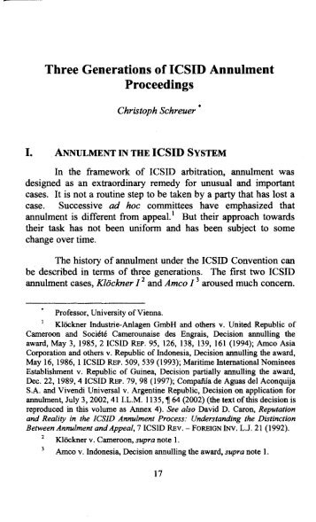 Three Generations of ICSID Annulment