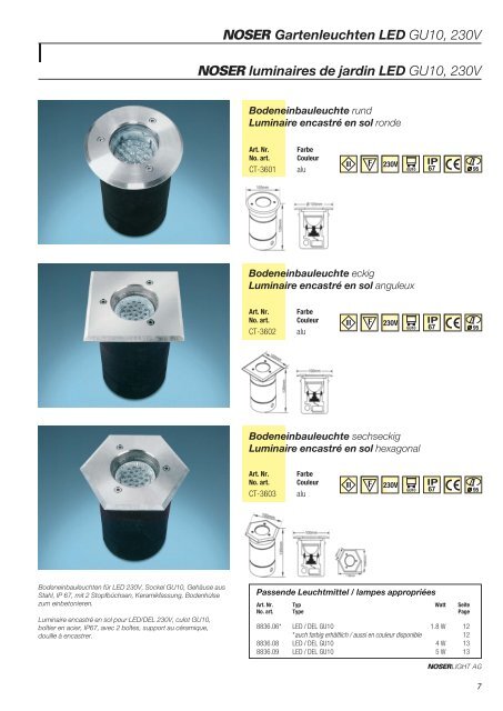 Gartenleuchten Luminaires de jardin - NOSERLIGHT AG ...