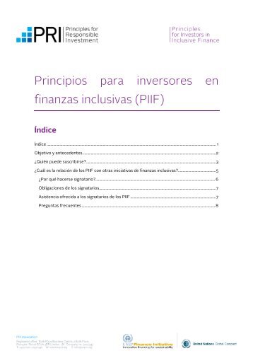 Principios para inversores en finanzas inclusivas (PIIF)