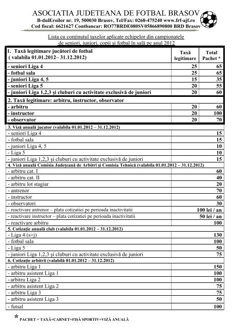 ASOCIATIA JUDETEANA DE FOTBAL BRASOV - FRF-AJF.ro