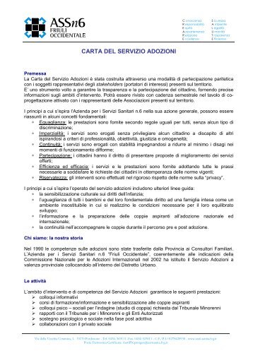 carta del servizio adozioni - Friuli Occidentale