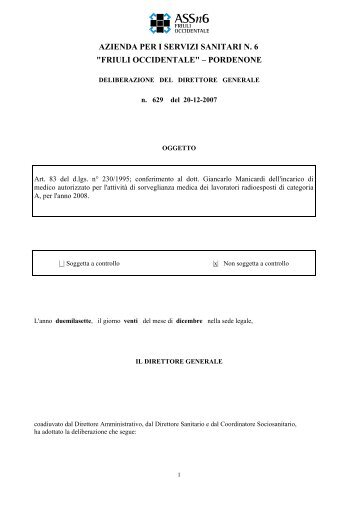 Delibera 629_2007 [pdf - 81,34 KB] - Friuli Occidentale