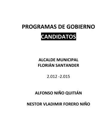 programas de gobierno candidatos alcalde municipal floriÃ¡n ...