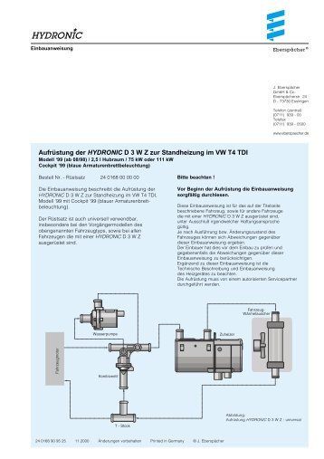 Aufrüstung der HYDRONIC D 3 WZ zur Standheizung - VW-Bus-T4.de