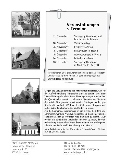 Pillgram - Evangelische Kirchengemeinde Jacobsdorf