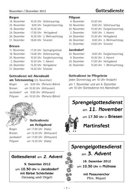 Pillgram - Evangelische Kirchengemeinde Jacobsdorf