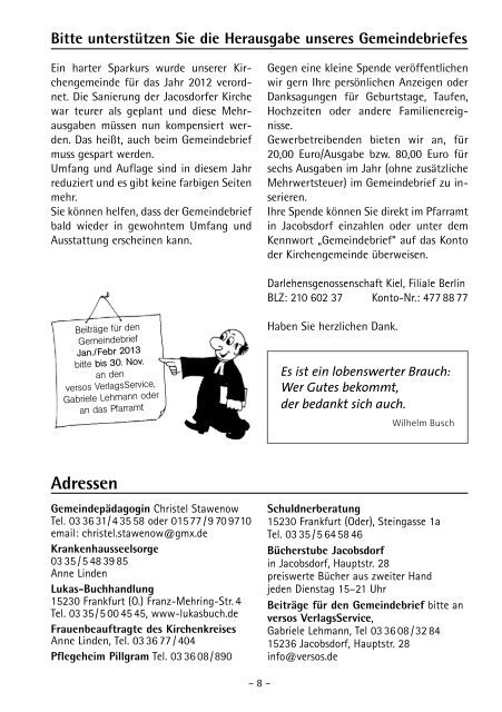 Pillgram - Evangelische Kirchengemeinde Jacobsdorf