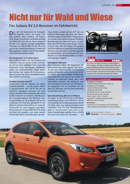 Testbericht Subaru XV 2.0i - AutoNEWS Nr. 9