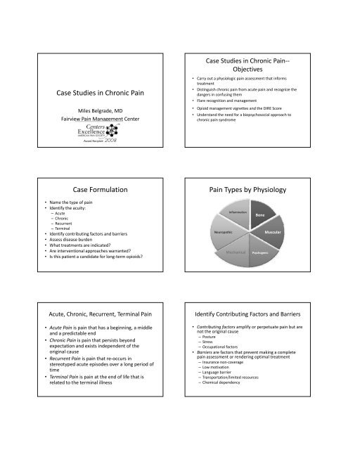 Case Studies in Chronic Pain Case Formulation Pain Types by ...