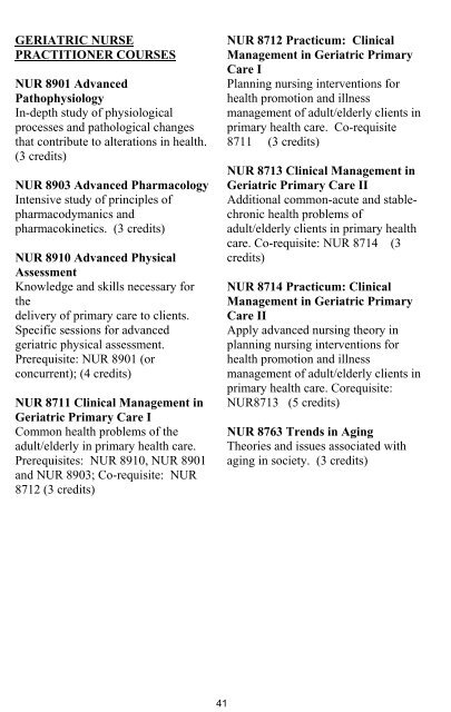 College of Nursing Graduate Catalog - Villanova University