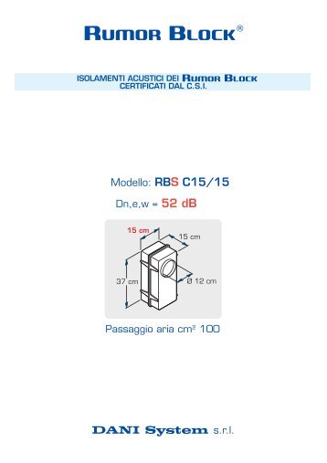 Scarica la certificazione modello: RBS C15/15 - RUMOR BLOCK