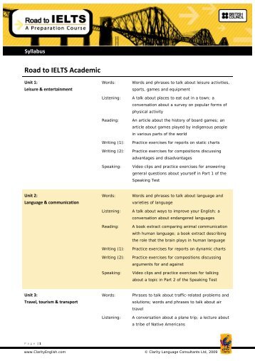 Road to IELTS Academic - Clarity English language teaching online
