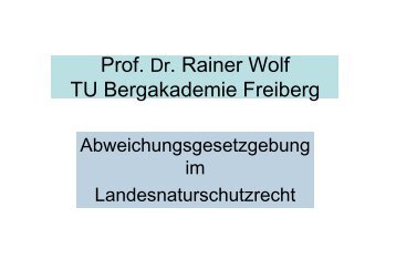 Prof. Dr. Rainer Wolf TU Bergakademie Freiberg - GEO LEIPZIG eV