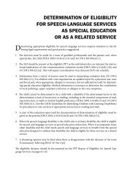 determination of eligibility for speech-language services as special ...