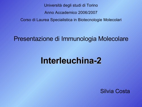 Interleuchina-15 - UniversitÃ  degli Studi di Torino