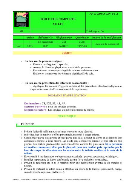 TOILETTE COMPLETE AU LIT - Document sans titre