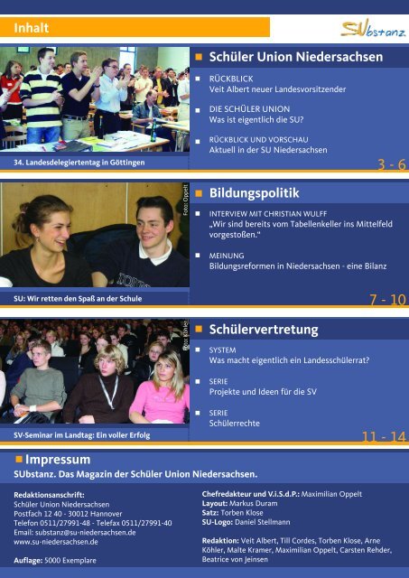 Bildungsreformen in Niedersachsen - eine Bilanz - Schüler Union ...