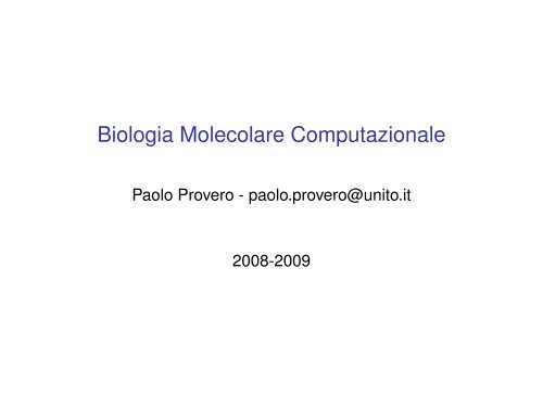 Biologia Molecolare Computazionale