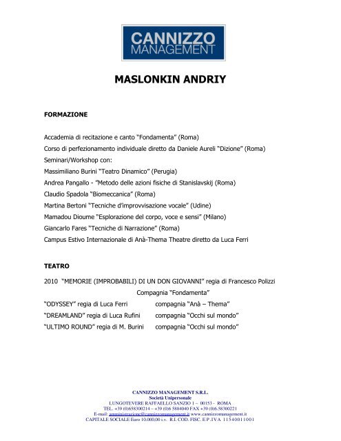 CV ANDRYI MASLONKIN.pdf - Cannizzo Management