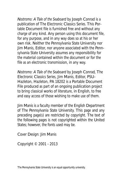 A Tale of the Seaboard Joseph Conrad - Penn State University