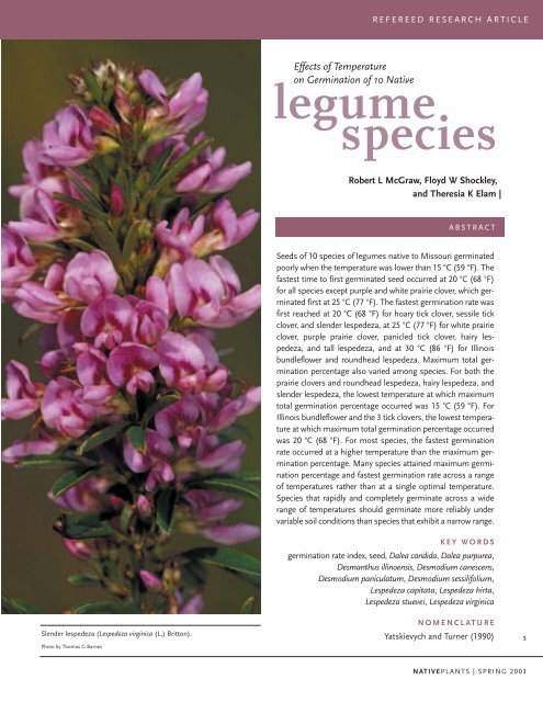 species legume - Native Plants Journal