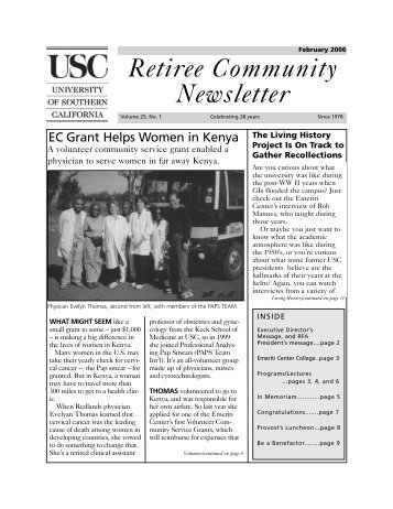 February 2006 - USC Emeriti Center - University of Southern California