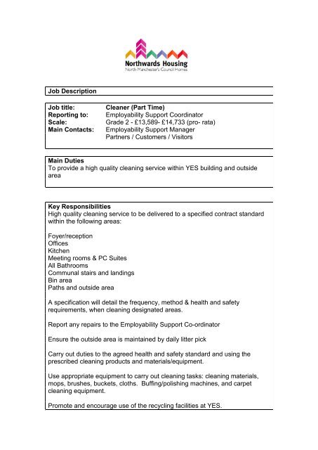 Job Description Person Specification Northwards Housing