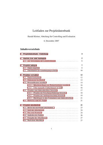 Leitfaden zur Projektdatenbank