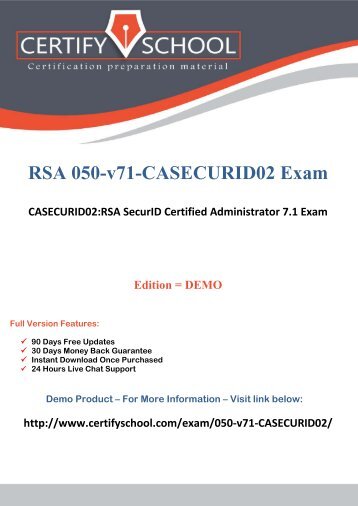 RSA 050-v71-CASECURID02 Exam